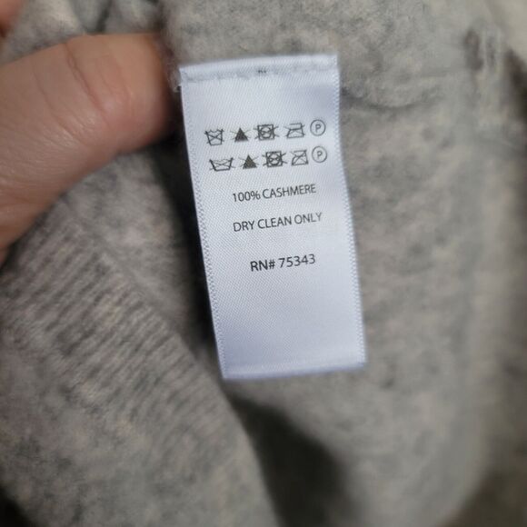 Cashmere Turtle Neck Sweater Max Studio Cream/Gray 100% 2 Ply Tunic Sz Med - Picture 8 of 13